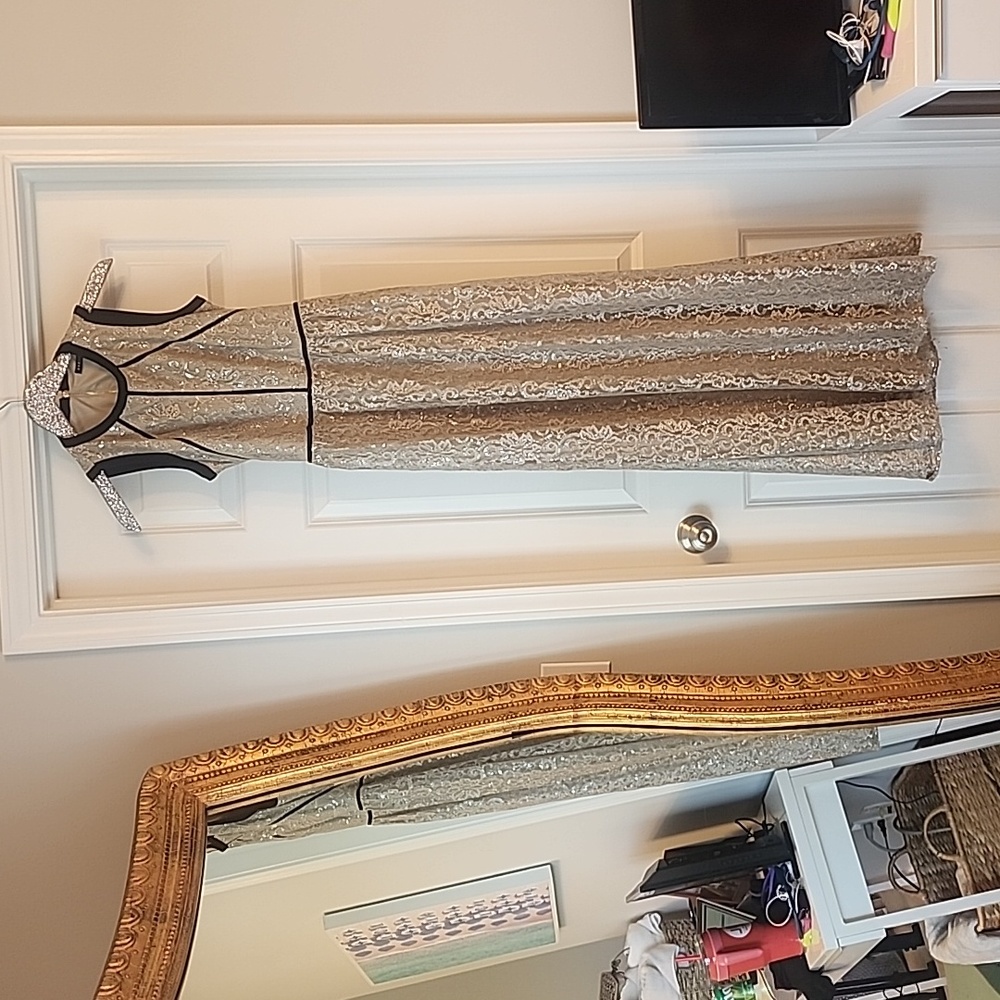 Gorgeous IVANKA TRUMP DRESS - Size 4 - Gold/Silver/Tan/Black
